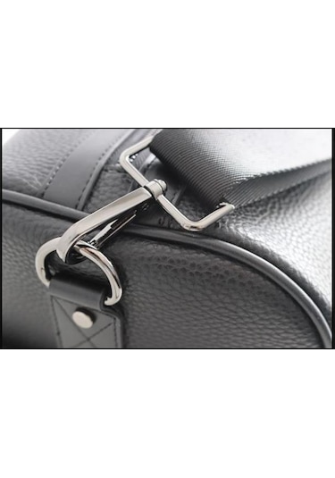 Deri Seyehat Çantası Ayakkabı Bölmeli El Ve Omuz Askılı 8683255012213 Siyah