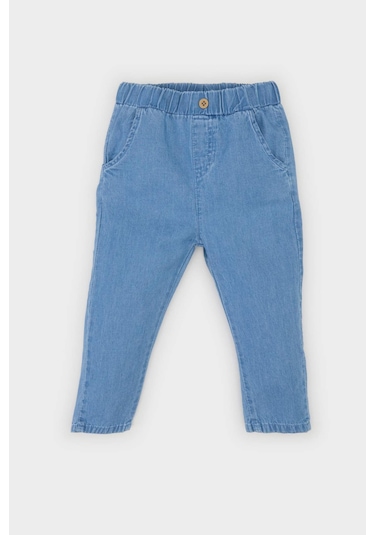 DeFacto Erkek Bebek 2'li Takım Desenli Flamlı Poplin Kısa Kollu Gömlek Beli Lastikli Jean Pantolon E7725A525SPER105 Ekru