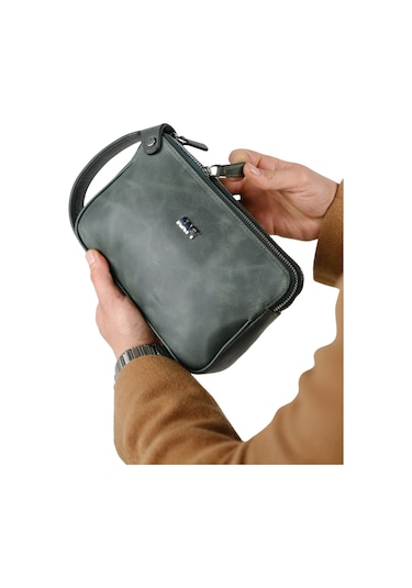 Mft Leather Hakiki Deri Unisex El Çantası Moon Bag 4381 Tiguan Haki
