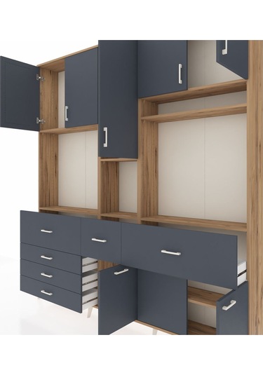 Arges Dolap 10 Raflı 6 Çekmeceli 8 Kapaklı 220x30x243 Çam-antrasit/antrasit Antrasıt/antrasıt Arges Dolap 10 Raflı 6 Çekmeceli 8 Kapaklı 220x30x243 Çam-antrasit/antrasit Antrasıt/antrasıt