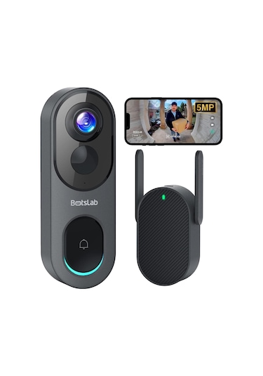 Botslab 5mp Kablosuz Video Kapı Zili, 360 Akıllı Görüntüleme, Aı/radar/pır Algılama, 2 Yönlü Ses Video Kameralar