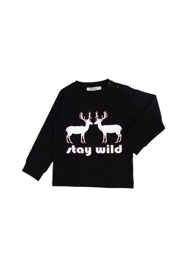 Yılbaşı Özel Siyah Uzun Kollu Unisex Tshirt Siyah