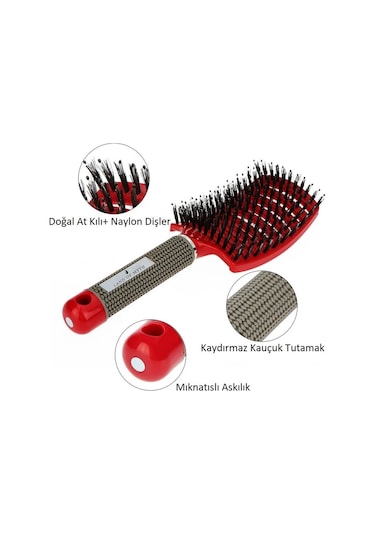 Land Of Myth LOM1076 Dolaşık Saç Açma Tarama Fırçası Antistatik İyonik Yetişkin & Çocuklar İçin Kırmızı