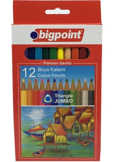 Bigpoint 12 Renk Üçgen Jumbo Kuru Boya Kalemi