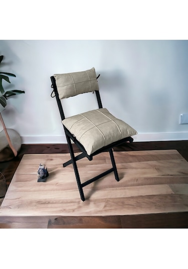 Modern Style Home Minderli Balkon Bahçe Mutfak Bistro Set Katlanır 4+1 Masa-sandalye Krem