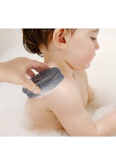 Vücut Masaj Fırçası, Çift Taraflı Sırt Kese Banyo Duş Bebek Masaj Yumuşak Fırça Füme Gri