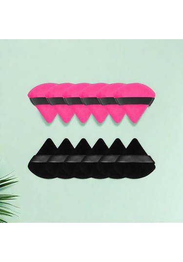 12 Adet Üçgen Pudra Puf, Yüz İçin Yumuşak Makyaj Puf, Gevşek Pudra Ve Kozmetik Fondöten İçin Güzellik Süngeri, Sabitleyici Pudra Puf Blender Makyaj Aleti Siyah, Gül Kırmızısı