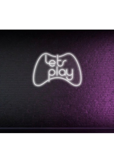 Twins Led Lets Play Yazılı Ve Şekilli Neon Tabela Beyaz Model:model:38793366 Beyaz