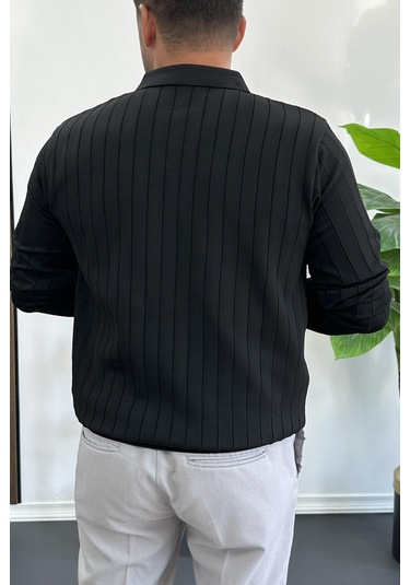 Erkek Açık Yaka Normal Kalıp Kazak Siyah Edw412 Siyah