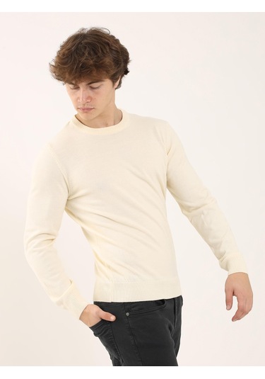 Dufy Kemik Erkek Slim Fit O Yaka Triko - 97504 Kemik