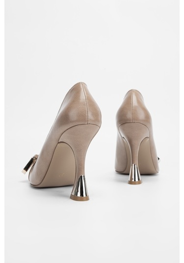 Valmenti Kadın Bej Hakiki Deri Topuklu Ayakkabı 909 9026 Bn Ayk Sk23/24 Bej