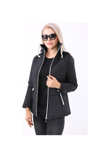 Toridas Günlük Şık Kapüşonlu Kışlık Kadın Şişme Mont 811siyah 001