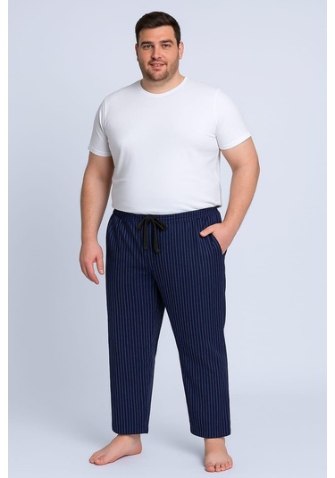 Erkek Büyük Beden % 100 Pamuk Cepli Tek Alt Koyu Lacivert Koyu Lacivert