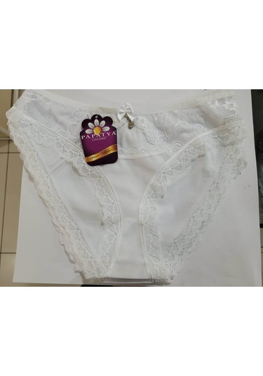 Papatya Penye Dantelli Kadın Slip Külot V57 Beyaz