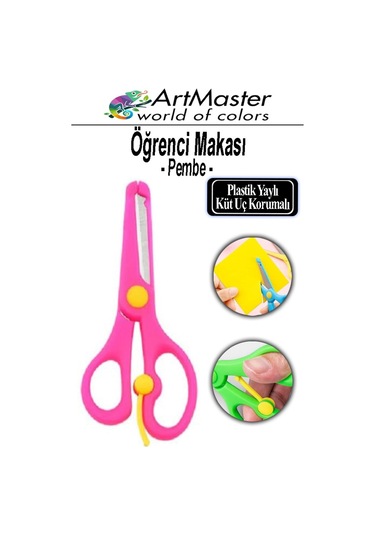 Öğrenci Makası Pembe 1 Adet Plastik Küt Uç Yaylı Korumalı Çocuk Makası Ana Sınıfı Okul Makası Okul Öncesi Kreş