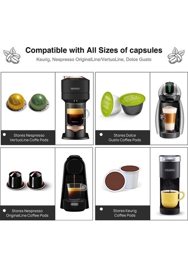 Pazly Şık Duvara Monte Kahve Kapsül Organizatörü - Mutfak Dekorasyonu İçin Çok Renkli Kapsül Rafı Çok Renkli