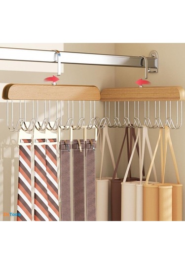Zhltools Dolap İçi Askı 2 Adet Sütyen Şal Kravat Kemer Çanta Ahşap