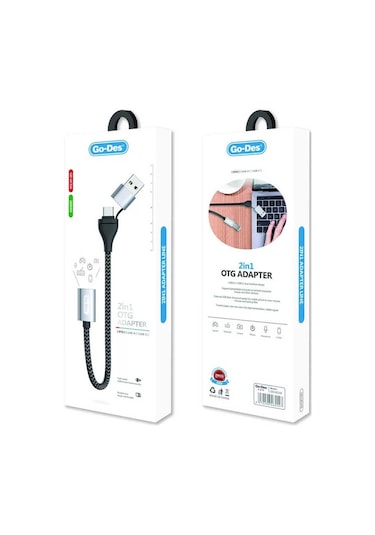 Go Des GD-UC316 2 in 1 Type-C / USB OTG Adaptör 28 cm - ZORE-261943