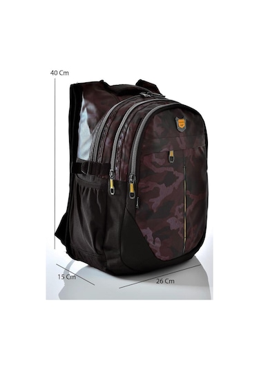 Relaxion Okul Sırt Çantası Bordo Kamuflaj 2235