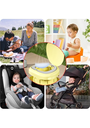 Katlanabilir Bebek Tuvaleti Taşınabilir Çocuk Lazımlık Tuvalet Eğitici Hijyenik Seyahat İçin Uygun Sarı