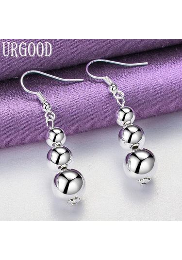 925 Ayar Gümüş Yuvarlak Kolye Küpe Hediye Moda Takı