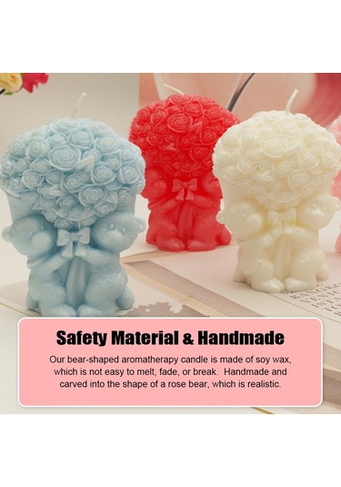 Yifomall Beyaz Gül Ayı Şeklinde Soya Mum, Uzun Süreli Kokulu Aromaterapi, Dekoratif Hediye, Odalar Ve Ofisler İçin Stres Azaltıcı