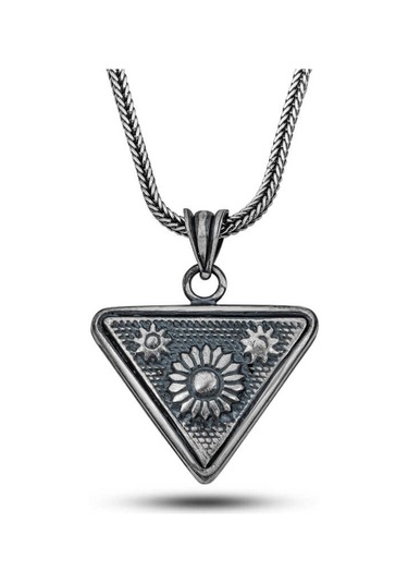 Gümüş Güneş Motifli Cevşen Kolye Gümüş