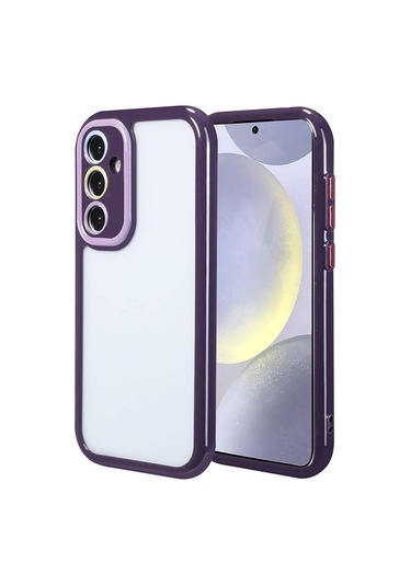 Mobilteam Galaxy Uyumlu S24 Kılıf Kamera Korumalı Renkli Kenar Ve Çerçeve Tasarımlı Vitamin K Derin Mor