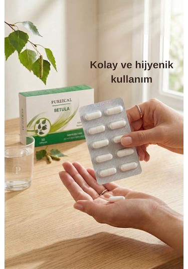 Pureıcal Betula Huş Ağacı Özü Betulin Civan Perçemi Biberiye B1 Vitamini 30 Kapsül