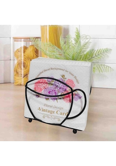 Pazly Şık Kahve Fincanı Peçete Tutucu - Ev Ve Restoran İçin Dayanıklı Masa Üstü Doku Dağıtıcısı Gold Gold