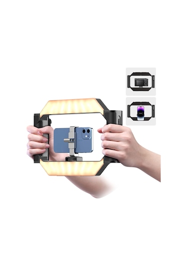 Xiaomi 15 Uyumlu U-rig Akıllı Telefon Video Rig Işıklı, Ayarlanabilir 4-7 İnç