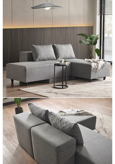 Kagu Corner Poly-m Köşe Takimi-Kanepe-Yatak-Dinlenme 4 Farkli Model Tek Modül Gri