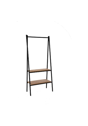 Yeşim 2 Raflı Metal Giysi Askılık Siyah