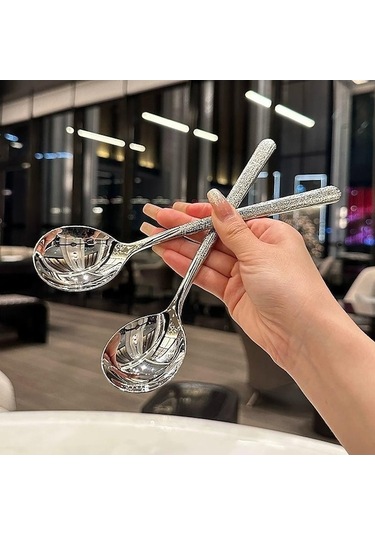 Novahub Kore Paslanmaz Çelik Kalınlaşma Kaşık Yaratıcı Uzun Saplı Otel Tencere Kaşık Çorba Kepçesi Ev Mutfak Temel Araçları Gümüş