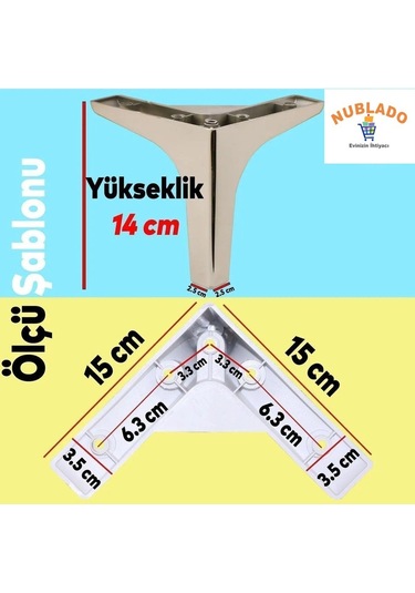 Yonca Lüks Mobilya Kanepe Sehpa Tv Ünitesi Koltuk Ayağı 14 Cm Parlak Krom Baza Ayakları Gri Tekli Ko Renkli