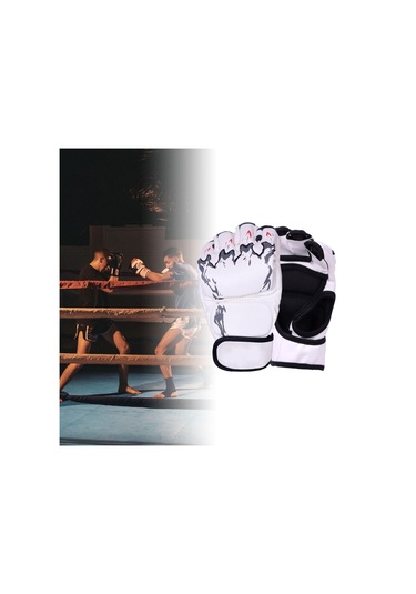 Suntek Mma Eldiven Kickboks Eldiveni Ayarlanabilir Bilek Bandı Beyaz