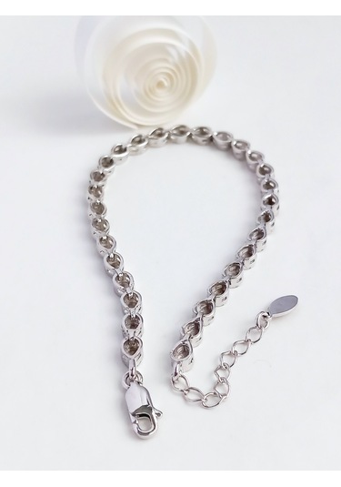 925 Ayar Gümüş Me Sıralı Damla Tasarım Spor Kadın Bileklik