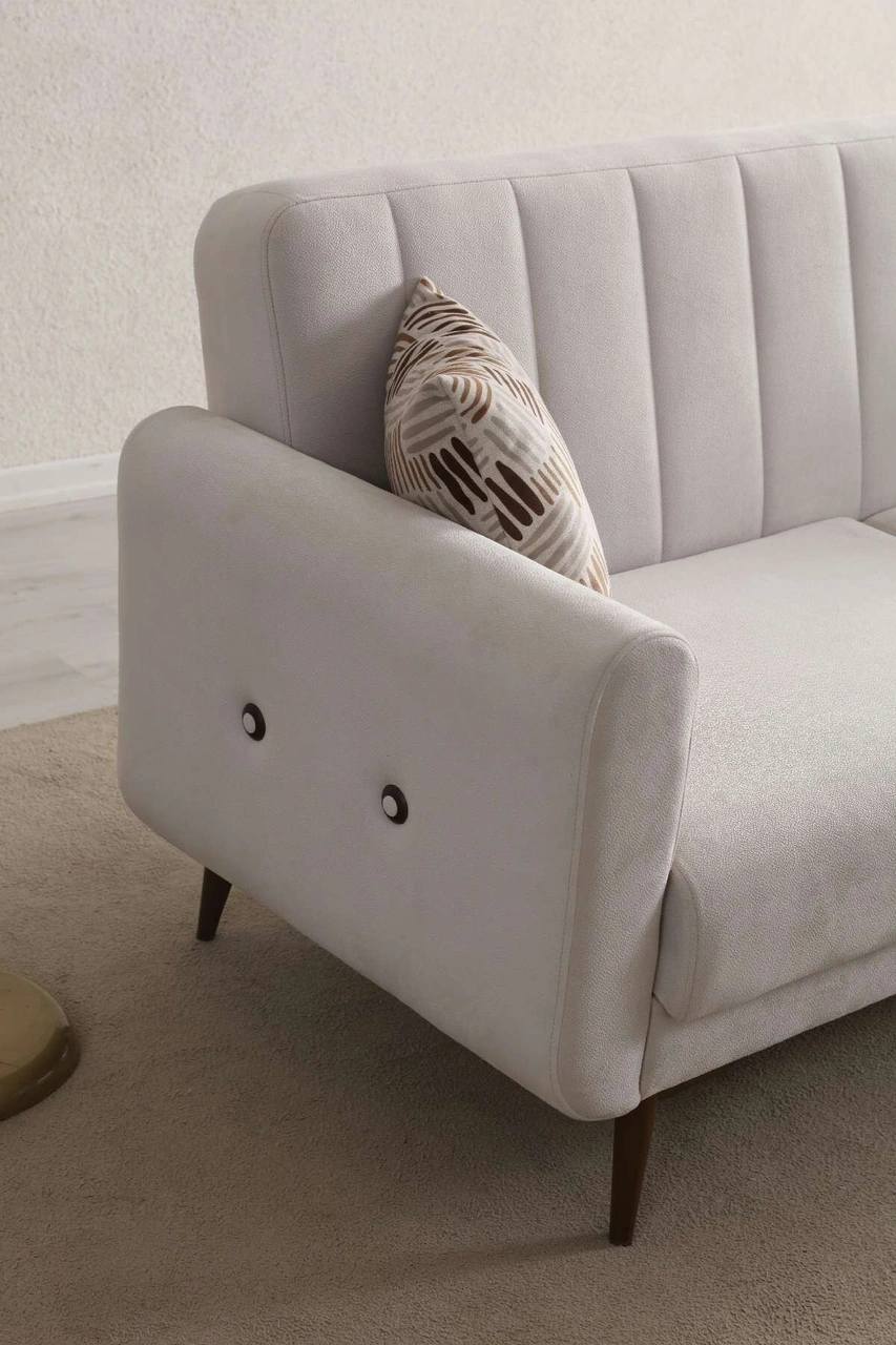 Bona 3'lü Koltuk - Ceviz Ayak Valebo-03 Bej