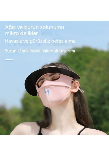 Primepickings Tam Yüz Güneş Koruyucu Buz Ipek Uv Şapka Maskesi - Yurt Dışı Kalite Altın