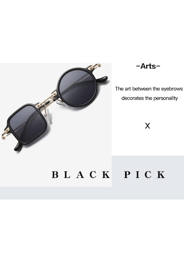 Kare Yuvarlak Güneş Gözlüğü Kişilik Düzensiz Güneş Gözlükleri Retro Erkek Uv400 Gölge Gözlük Siyah Mavi