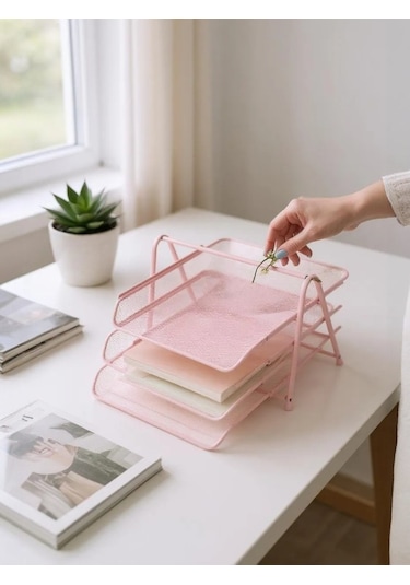 Need Perfore 3'lü Toz Pembe Evrak Rafı Nd-1022