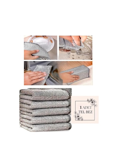 Yayke Çok Amaçlı Tel Bez Mikrofiber Inox Bez Telli Bulaşık Bezi 20 x 20 CM