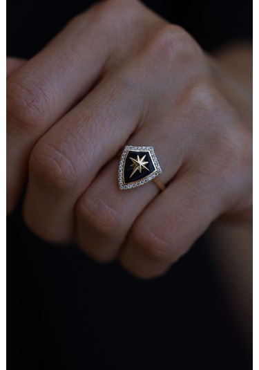 Yenigün Kuyumculuk 14 Ayar Altın Siyah Şovalye Yüzük Yzk26142