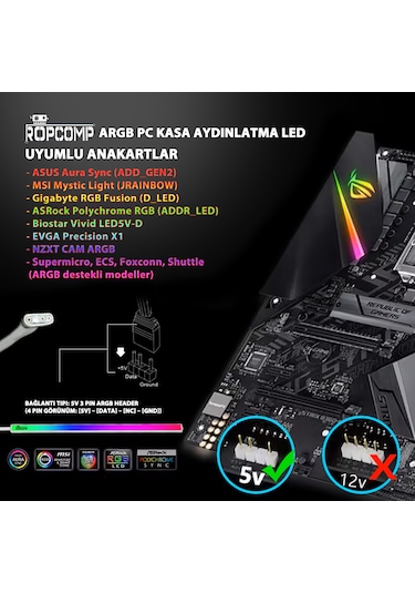 Ropcomp Argb Pc Kasa Aydınlatma Led 30 Cm