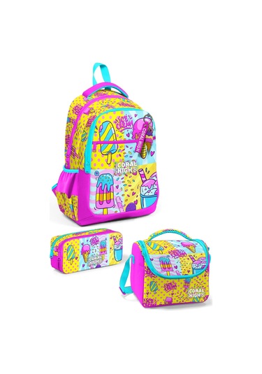 Coral High Kids Mixed Dondurma Desenli 3 Lü Okul Çanta Seti Set0123645