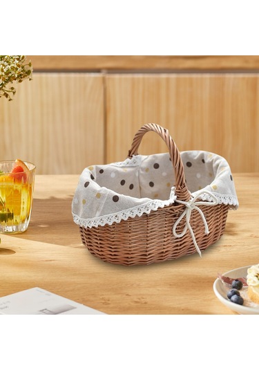 Homyl Dokuma Piknik Sepeti Kırsal Saplı Saklama Kahverengi