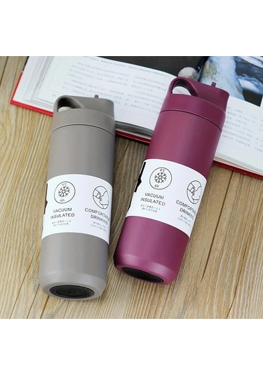 Besthome1 1 Adet Active Tumbler 550ml 19 35oz Paslanmaz Çelik Vakumlu Termos Seyahat Bardağı Pipetli Ve Saplı Siyah