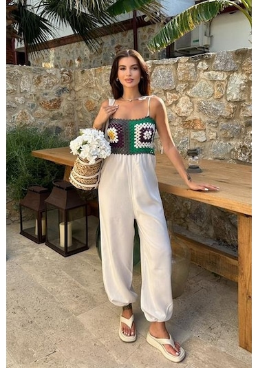 Jasmin Süzüneli Keten Tulum 1280-08 Ekru