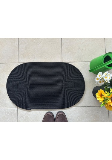 Jüt Düz Banyo Paspası Oval 45 X 75 Siyah