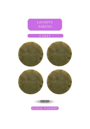 Doğal Lavanta Sabunu, Kepeklenmeye Etkili, Kalıcı Yumuşaklık, Aromaterapi Etki İçin Sabun 4x100gr